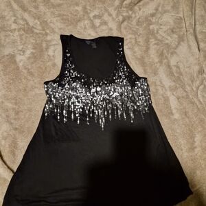 Banana Republic Black and Silver Sequin Tank Top